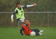 9 October 2007; Republic of Ireland's Aiden McGeedy, right, in action against his team-mate Kevin Kilbane during squad training. Gannon Park, Malahide, Co. Dublin. Picture credit; David Maher / SPORTSFILE