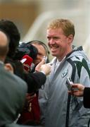 9 October 2007; Republic of Ireland manager Steve Staunton during a pitchside press briefing at the end of squad training. Gannon Park, Malahide, Co. Dublin. Picture credit; Caroline Quinn / SPORTSFILE