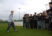11 October 2007; Republic of Ireland manager Steve Staunton approaches the waiting press after squad training. Gannon Park, Malahide, Co. Dublin. Picture credit; Brian Lawless / SPORTSFILE