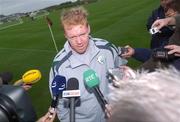 11 October 2007; Republic of Ireland manager Steve Staunton speaks to the media after squad training. Gannon Park, Malahide, Co. Dublin. Picture credit; Brian Lawless / SPORTSFILE