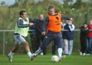 11 October 2007; Republic of Ireland's Kevin Doyle in action against team-mate Liam Miller during squad training. Gannon Park, Malahide, Co. Dublin. Picture credit; Caroline Quinn / SPORTSFILE
