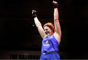 24 January 2015; Diana Campbell, Garda, celebrates after winning her 81+ kg Light-heavyweight bout against Fiona Nelson, City of Belfast. National Elite Boxing Championship Finals, National Stadium, Dublin. Picture credit: Pat Murphy / SPORTSFILE
