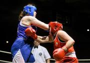 24 January 2015; Fionna Nelson, City of Belfast, right, exchanges punches with Diana Campbell, Garda, during their 81+ kg Light-heavyweight bout. National Elite Boxing Championship Finals, National Stadium, Dublin. Picture credit: Pat Murphy / SPORTSFILE