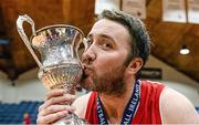 24 January 2015; C&S UCC Demons, captain Shane Coughlan kisses the cup after the game. Basketball Ireland Men's National Cup Final, UCD Marian v C&S UCC Demons, National Basketball Arena, Tallaght, Dublin. Picture credit: Barry Cregg / SPORTSFILE