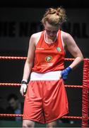 24 January 2015; Kayleigh Murrihy, Kilfenora, Clare, shows her disappointment after 64 kg Light-welterweight bout against Kelly Harrington, St Margarets, Dublin. National Elite Boxing Championship Finals, National Stadium, Dublin. Picture credit: Pat Murphy / SPORTSFILE