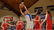 24 January 2015; Sarah Kenny, Glanmire BC, in action against DCU Mercy players from left, Anna Brennan, Sara Geubaili, Tia Kelly-Stevens and Rachel Huijsdens. Basketball Ireland Women's U18 National Cup Final, DCU Mercy v Glanmire BC, National Basketball Arena, Tallaght, Dublin. Picture credit: Piaras O Midheach / SPORTSFILE
