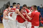 25 January 2015; Fr Matthews celebrate at the end of the game. Basketball Ireland U-18 Men’s National Cup Final, St. Vincent's v Fr Matthews. National Basketball Arena, Tallaght, Dublin. Photo by Sportsfile