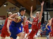 25 January 2015; Lauren Falvey, Glanmire, in action against Megan O'Leary, Brunel. Basketball Ireland U-20 Women’s National  Cup Final, DCU Mercy v Glanmire BC. National Basketball Arena, Tallaght, Dublin. Photo by Sportsfile