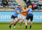 25 January 2015; Conor McManus, Antrim, in action against Eoghan O'Donnell and Paul Schutte, Dublin. Bord na Mona Walsh Cup Group 2, Round 3, Dublin v Antrim, Parnell Park, Dublin. Picture credit: Oliver McVeigh / SPORTSFILE