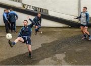 25 January 2015; Dublin footballer Jack McCaffrey enjoys a kick around with team-mates and Philip Ryan and Cormac Costello, right, ahead of the game. Bord na Mona O'Byrne Cup Final, Kildare v Dublin, St Conleth's Park, Newbridge, Co. Kildare. Picture credit: Piaras Ó Mídheach / SPORTSFILE