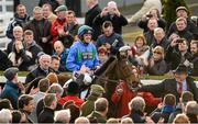 25 January 2015; Hurricane Fly with Ruby Walsh up, being led into the winner's enclosure after winning the The BHP Insurances Irish Champion Hurdle. Leopardstown, Co. Dublin. Picture credit: Barry Cregg / SPORTSFILE