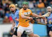 25 January 2015; Neil McManus, Antrim, in action against Paul Schutte, Dublin. Bord na Mona Walsh Cup Group 2, Round 3, Dublin v Antrim, Parnell Park, Dublin. Picture credit: Oliver McVeigh / SPORTSFILE