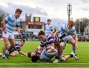 25 January 2015; Stephen Kilgallen, Blackrock College, goes over to score his side's first try. Bank of Ireland Leinster Schools Senior Cup, 1st Round, Terenure College v Blackrock College. Donnybrook Stadium, Donnybrook, Co. Dublin Picture credit: Stephen McCarthy / SPORTSFILE