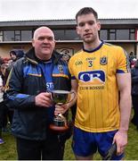 25 January 2015; Roscommon manager John Evans with captain Niall Carty and the cup at the end of the game. FBD Connacht League Final, Roscommon v Galway, Kiltoom, Co. Roscommon. Picture credit: David Maher / SPORTSFILE