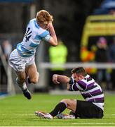 25 January 2015; Tommy O'Brien, Blackrock College, is tackled by John A O'Sullivan, Terenure College. Bank of Ireland Leinster Schools Senior Cup, 1st Round, Terenure College v Blackrock College. Donnybrook Stadium, Donnybrook, Co. Dublin Picture credit: Stephen McCarthy / SPORTSFILE