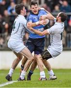 25 January 2015; Dublin's Kevin McManamon is tackled by Kildare's Mick O'Grady, left, and Kevin Murnaghan. A penalty was awarded as a result of the tackle. Bord na Mona O'Byrne Cup Final, Kildare v Dublin, St Conleth's Park, Newbridge, Co. Kildare. Picture credit: Ray McManus / SPORTSFILE