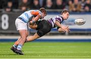 25 January 2015; Sam O'Shea, Terenure College, is tackled by Roghan McMahon, Blackrock College. Bank of Ireland Leinster Schools Senior Cup, 1st Round, Terenure College v Blackrock College. Donnybrook Stadium, Donnybrook, Co. Dublin Picture credit: Stephen McCarthy / SPORTSFILE