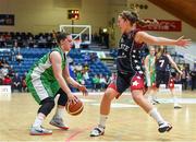25 January 2015; Kelsey Wolfe, Portlaoise Panters BC, in action against Katie Maloney, Oblate Dynamos. Basketball Ireland Senior Women's Cup Final, Oblate Dynamos v Portlaoise Panthers BC. National Basketball Arena, Tallaght, Dublin. Photo by Sportsfile