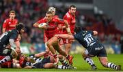 25 January 2015; Simon Zebo, Munster, is tackled by Andrei Ostrikov, left, and James Flynn, Sale Sharks. European Rugby Champions Cup 2014/15, Pool 1, Round 6, Munster v Sale Sharks. Thomond Park, Limerick. Picture credit: Diarmuid Greene / SPORTSFILE