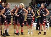 25 January 2015; Dejected Oblate Dynamos players after the game. Basketball Ireland Senior Women's Cup Final, Oblate Dynamos v Portlaoise Panthers BC. National Basketball Arena, Tallaght, Dublin. Photo by Sportsfile