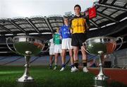 8 October 2007; From left, Mayo and Connacht footballer Ronan McGarrity, Laois and Leinster hurler James Young, Waterford and Munster hurler Eoin Kelly and Tyrone and Ulster footballer Conor Gormley at the launch of the 2007 M Donnelly Inter-Provincial Championships. This year the finals of the M Donnelly Inter-Provincial Championships will take place under lights in Croke Park on Saturday, October 27th. The first semi-final between Munster and Leinster will take place in Fermoy on Saturday October 13th and the second semi-final between Ulster and Connacht will be held on Saturday October 20th in Ballybofey. Croke Park, Dublin. Photo by Sportsfile