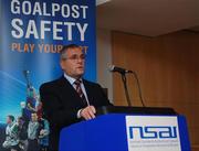 10 October 2007; John McGuinness T.D., Minister for Trade and Commerce, at the launch of the Goalpost Safety Standards by NSAI & National Awareness Campaign by the FAI, IRFU, GAA and Cumann Camogie. Picture credit: Matt Browne / SPORTSFILE