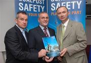 10 October 2007; John McGuinness T.D., Minister for Trade and Commerce, with Paul Brady, left, Chairman of the Safety Committee and Enda McDonnell, Director of Standards with the NSAI, at the  launch of the Goalpost Safety Standards by NSAI & National Awareness Campaign by the FAI, IRFU, GAA and Cumann Camogie. Croke Park, Dublin. Picture credit: Matt Browne / SPORTSFILE