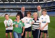 10 October 2007; John McGuinness T.D., Minister for Trade and Commerce, with Enda McDonnell, Director of Standards with the NSAI, and front row from left, Tadhy O'Ferrall, Orla Brennan, IRFU, Ross Dowd, Leo Cullen and Dermot Leech, at the launch of the Goalpost Safety Standards by NSAI & National Awareness Campaign by the FAI, IRFU, GAA and Cumann Camogie. Croke Park, Dublin. Picture credit: Matt Browne / SPORTSFILE