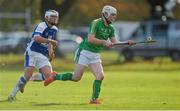 21 October 2017; Shane Bennett of Ireland in action against Danny Kelly of Scotland during the U21 Shinty International match between Ireland and Scotland at Bught Park in Inverness, Scotland. Photo by Piaras Ó Mídheach/Sportsfile