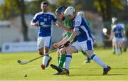 21 October 2017; Shane Conway of Ireland in action against Rory MacKeachan of Scotland during the U21 Shinty International match between Ireland and Scotland at Bught Park in Inverness, Scotland. Photo by Piaras Ó Mídheach/Sportsfile
