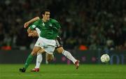 13 October 2007; Joey O'Brien, Republic of Ireland, in action against Mario Gomez, Germany. 2008 European Championship Qualifier, Republic of Ireland v Germany, Croke Park, Dublin. Picture credit; David Maher / SPORTSFILE