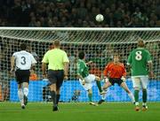 13 October 2007; Robbie Keane, Republic of Ireland, shoots on goal as Jens Lehmann, Germany, prepares to save. 2008 European Championship Qualifier, Republic of Ireland v Germany, Croke Park, Dublin. Picture credit; David Maher / SPORTSFILE