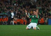 13 October 2007; Robbie Keane, Republic of Ireland, reacts after a late chance. 2008 European Championship Qualifier, Republic of Ireland v Germany, Croke Park, Dublin. Picture credit; Pat Murphy / SPORTSFILE