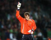 13 October 2007; Jens Lehmann, Germany, celebrates at the final whistle. 2008 European Championship Qualifier, Republic of Ireland v Germany, Croke Park, Dublin. Picture credit; Pat Murphy / SPORTSFILE