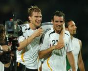 13 October 2007; Per Mertesacker, left, and Christoph Metzelder, Germany, celebrate at the end of the game. 2008 European Championship Qualifier, Republic of Ireland v Germany, Croke Park, Dublin. Picture credit; David Maher / SPORTSFILE