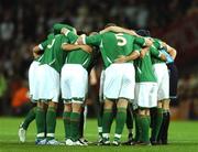 13 October 2007; The Republic of Ireland team in a huddle before the start of the game. 2008 European Championship Qualifier, Republic of Ireland v Germany, Croke Park, Dublin. Picture credit; Paul Mohan / SPORTSFILE