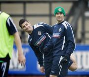 15 October 2007; Stephen Robinson and David Healy during Northern Ireland Squad Training. Hjorthagens IP, Stockholm, Sweeden. Picture credit; SPORTSFILE