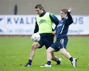 15 October 2007; Gareth McAuley and Steve Davis during Northern Ireland Squad Training. Hjorthagens IP, Stockholm, Sweeden. Picture credit; SPORTSFILE