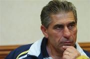 16 October 2007; Cyprus coach Angelos Anastasiades at a press conference ahead of their 2008 European Championship Qualifier game against the Republic of Ireland. Burlington Hotel, Dublin. Picture credit; Pat Murphy / SPORTSFILE