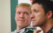 16 October 2007; Republic of Ireland manager Steve Staunton and captain Robbie Keane at a press conference ahead of their 2008 European Championship Qualifier game against Cyprus. Croke Park, Dublin. Picture credit; Paul Mohan / SPORTSFILE