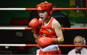 24 January 2015; Lauren Hogan, St Brigids Edenderry, during her 48kg bout with Maeve Clarke, Ballinacarrow. National Elite Boxing Championship Finals, National Stadium, Dublin. Picture credit: Piaras Ó Mídheach / SPORTSFILE