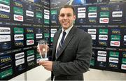 24 January 2015; Darren Cave, Ulster, with his man of the match award. European Rugby Champions Cup 2014/15, Pool 3, Round 6, Ulster v Leicester Tigers, Kingspan Stadium, Ravenhill Park, Belfast, Co. Antrim. Picture credit: John Dickson / SPORTSFILE