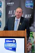 26 January 2015; In attendance at the launch of the 2015 Allianz Football Leagues in Croke Park is Uachtarán Chumann Lúthchleas Gael Liam Ó Néill. The opening weekend of the Allianz Football League will see Kerry host Mayo in Fitzgerald Stadium, Killarney on Sunday. 2015 Allianz Football League Launch, Croke Park, Dublin. Picture credit: Brendan Moran / SPORTSFILE