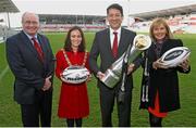 26 January 2015; Pictured in attendance at the Guinness PRO12 Final launch are, from left to right, Shane Logan, CEO of Ulster Rugby, Belfast Lord Mayor Cllr Nichola Mallon, Jorge Lopes, Country Director (NI) from Guinness and Anne McMullan, Director Of Marketing of Visit Belfast. Kingspan Stadium, Ravenhill Park, Belfast, Co. Antrim. Picture credit: John Dickson / SPORTSFILE