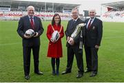 26 January 2015; Pictured in attendance at the Guinness PRO12 Final launch are, from left to right, Shane Logan, CEO of Ulster Rugby, Belfast Lord Mayor Cllr Nichola Mallon, David Jordan, Tournament Director, PRO12 Rugby and Ulster Branch President John Kinnear. Kingspan Stadium, Ravenhill Park, Belfast, Co. Antrim. Picture credit: John Dickson / SPORTSFILE