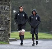 27 January 2015; Mike McCarthy, left, and Eoin Reddan, Ireland, arrive for squad training. Ireland Rugby Squad Training, Carton House, Maynooth, Co. Kildare. Picture credit: David Maher / SPORTSFILE