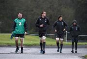 27 January 2015; Ireland players, from left, Jack Conan, Devin Toner, Mike McCarthy and Eoin Reddan arrive for squad training. Ireland Rugby Squad Training, Carton House, Maynooth, Co. Kildare. Picture credit: David Maher / SPORTSFILE