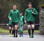 27 January 2015; Rob Herring, left and Robbie Diack, Ireland, arrive for squad training. Ireland Rugby Squad Training, Carton House, Maynooth, Co. Kildare. Picture credit: David Maher / SPORTSFILE