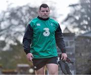 27 January 2015; Mike Ross, Ireland, arrives for squad training. Ireland Rugby Squad Training, Carton House, Maynooth, Co. Kildare. Picture credit: David Maher / SPORTSFILE