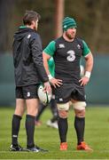 27 January 2015; Sean O'Brien, Ireland, with Ireland assistant Simon Easterby, left, during squad training. Ireland Rugby Squad Training, Carton House, Maynooth, Co. Kildare. Picture credit: David Maher / SPORTSFILE